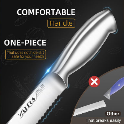 8 Inch Bread Knife with Sheath, Serrated Bread Knife with Upgraded Stainless Steel, Ultra-Sharp, Bread Slice Knife for Slicing Homemade Bread, Bagels, Cake