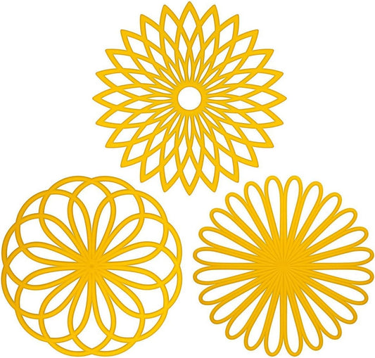 Silicone Trivet Mat - Kitchen Hot Pads for Pots & Dish - Insulated Teapot Trivet - Flexible, Durable, Non-Slip Large Coasters 3 Set Yellow