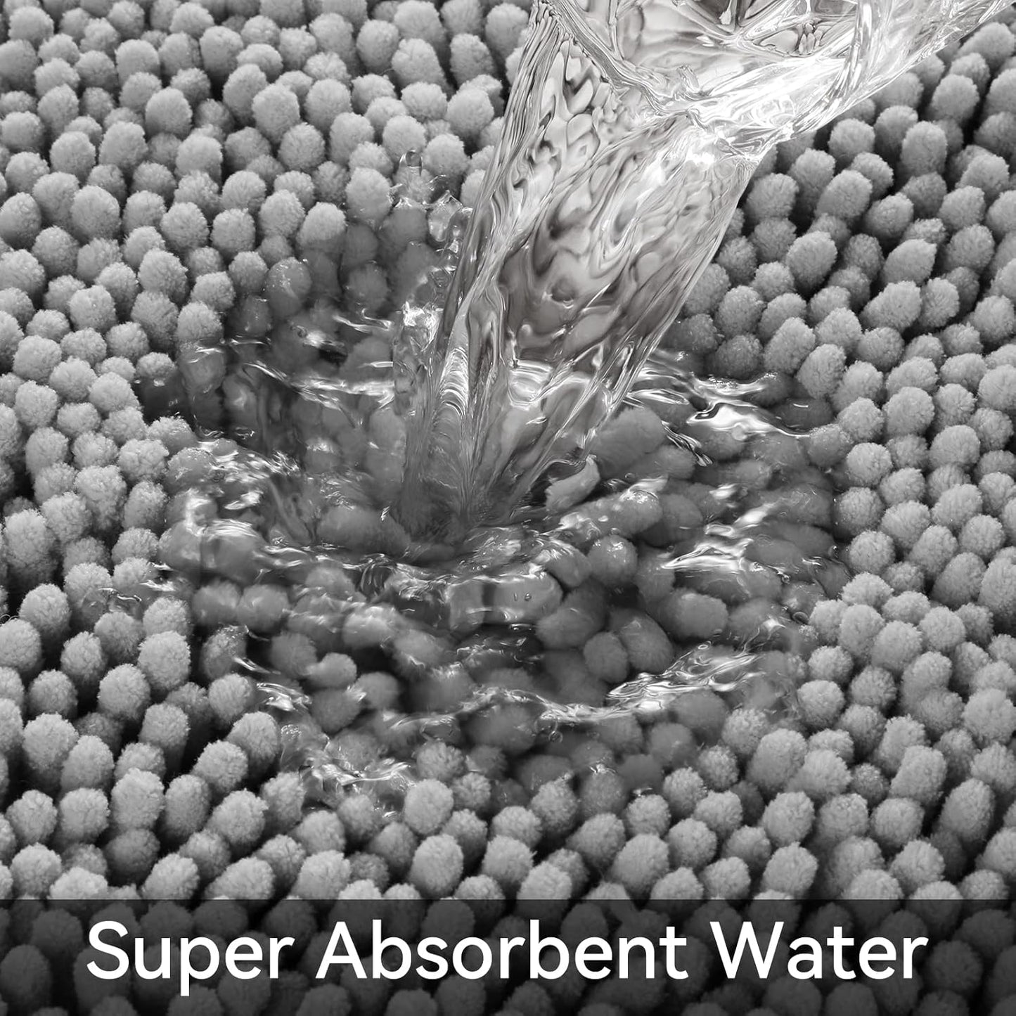 Bathroom Rug Set 2-Piece, Soft Absorbent Quick-Dry Chenille Bath Mats, Machine-Washable, Bathroom Mats for Floor, Tub & Shower, Bath Rugs for Bathroom – 32X20 + 24X17, Grey