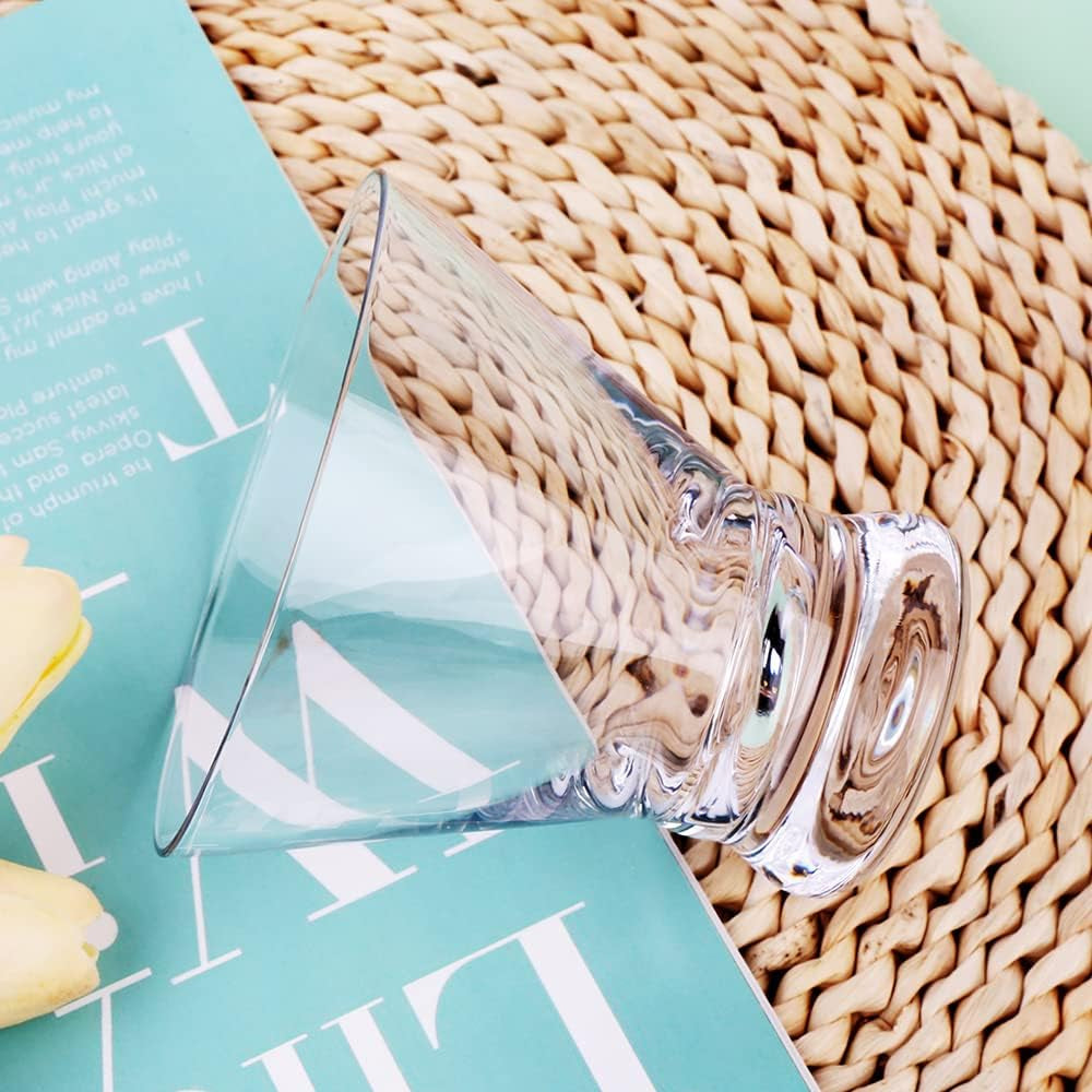 Set of 12 Martini Glasses - 8-Ounce Cinched Design Cocktail Glasses with Heavy Base, Stemless Construction for Stability - Sturdy and Elegant Bar Glasses (Glass, Clear12Pcs)