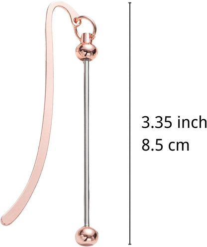 10 Pieces DIY Beadable Bookmarks Bulk, Metal Beadable Bookmarks Pendant Bar, Custom Book Charms Stainless Steel Chains, Craft Beaded Book Lanyards Chains for Students Teachers