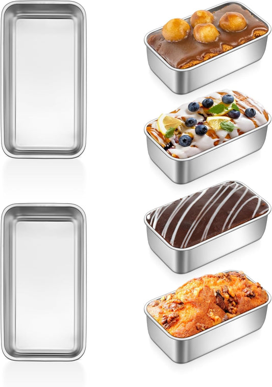 Mini Loaf Pans Set, 6 PCS Small Bread Loaf Pan for Baking, 6.3 X 3.5 Inch Stainless Steel Baking Pans for Homemade Bread, Meatloaf, Cake and Brownies, Healthy & Non Toxic, Dishwasher Safe