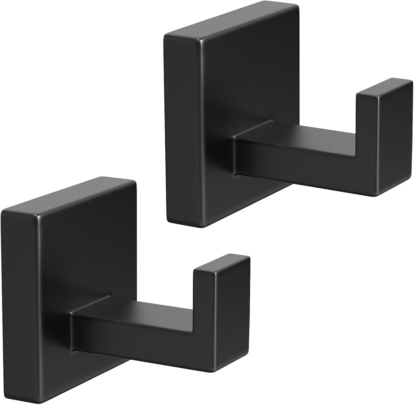 2 Pack Robe Towel Hooks for Bathrooms Matte Black Coat Hooks for Hanging Stainless Steel Heavy Duty Wall Mounted Shower Hooks Wall Hooks for Kitchen Bedroom,Hotel,Pool (Drilling)