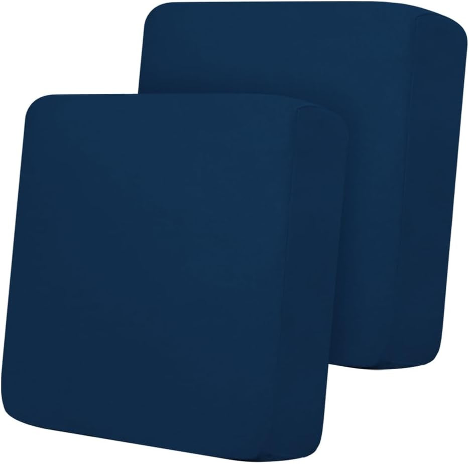Fleece Chair Sofa Seat Cushion Slipcovers Soft Couch Cushion Cover Stretch Furniture Protector for Kids, Pets (2-Piece Loveseat Cushion, Navy)
