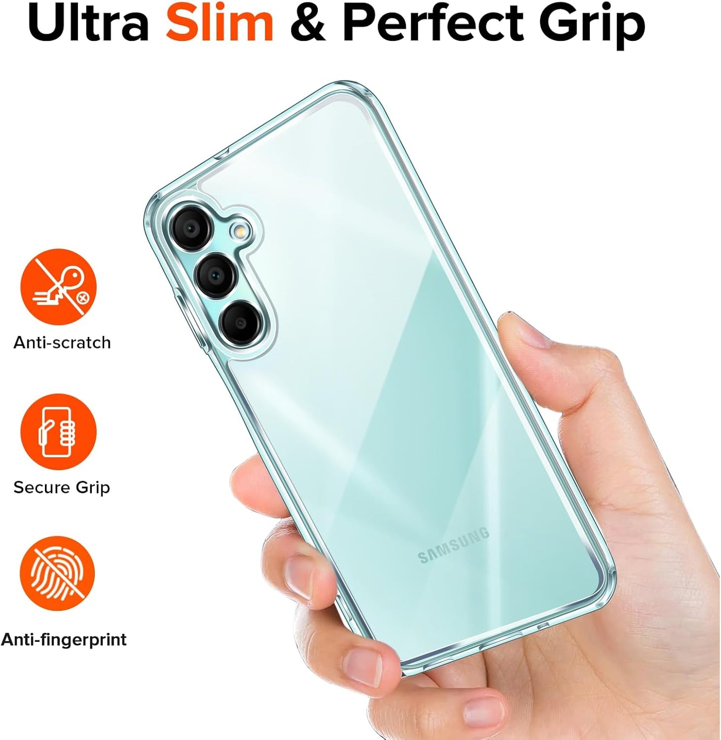 3-In-1 Clear Case for Samsung Galaxy A16 5G with 2 Pack Tempered Glass Screen Protector, [Military Grade Protection] Thin Slim Phone Cover Hard Back [Anti-Scratch] [Non-Yellowing]-Clear