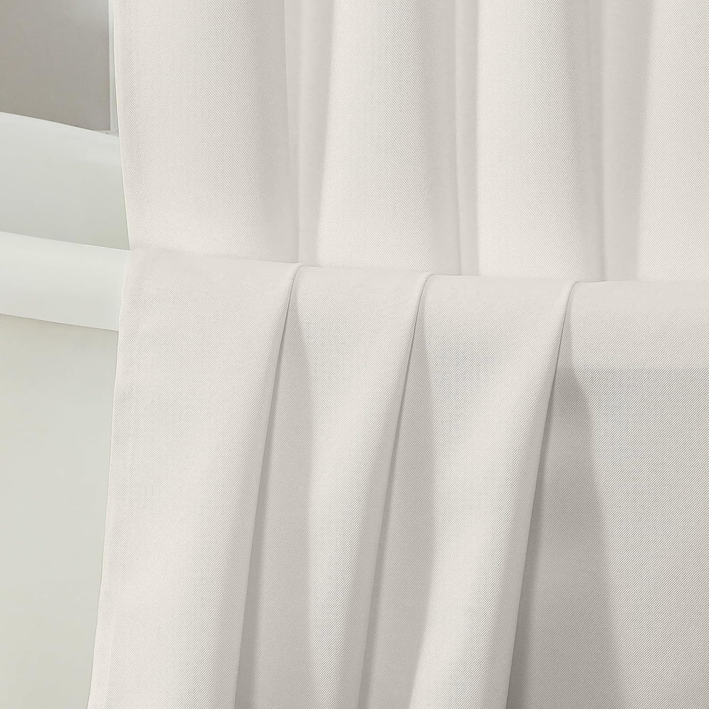 Jack Ivory Stall Small Shower Curtain 36X72 Inches, Solid Faux Denim Fabric Shower Curtain for Bathroom, Soft Airy Hotel Spa Quality with 12 Plastic Hooks, 36" W X 72" L, Ivory