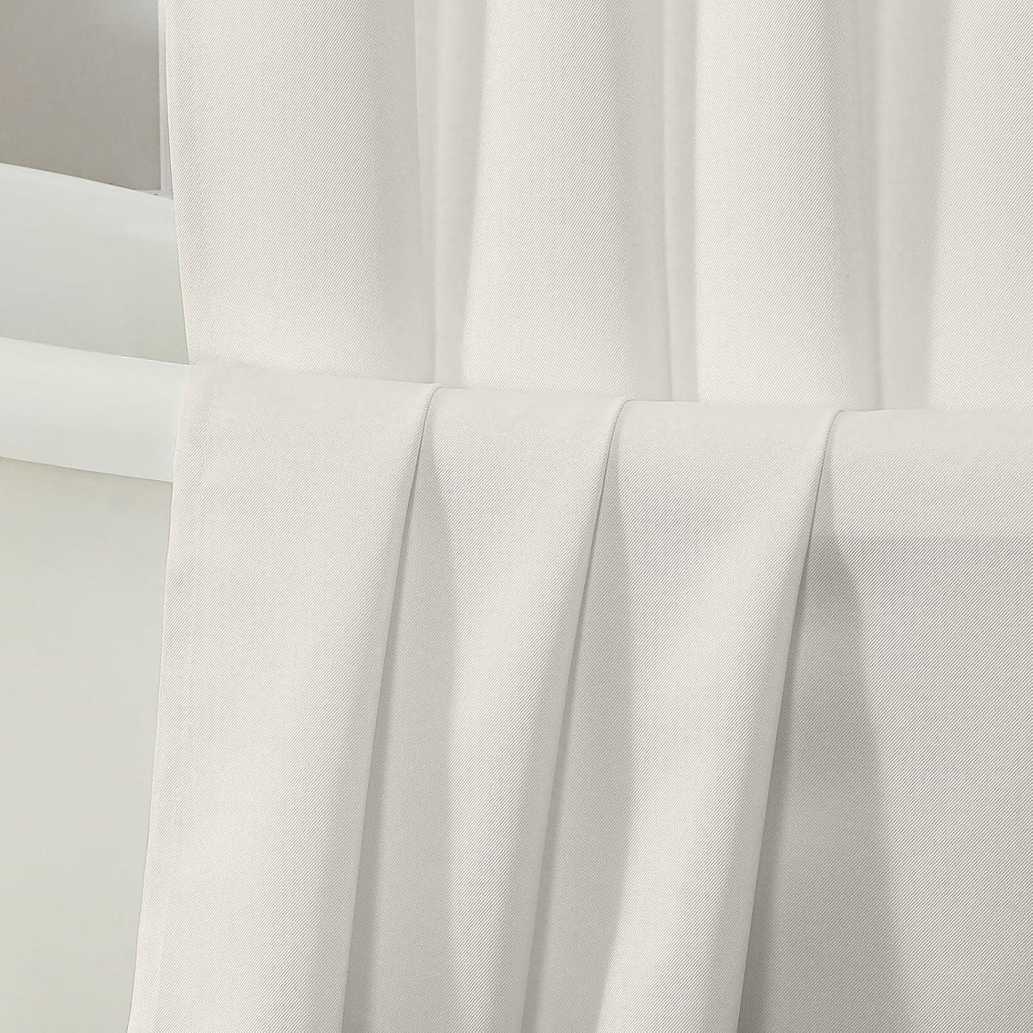 Jack Ivory Stall Small Shower Curtain 36X72 Inches, Solid Faux Denim Fabric Shower Curtain for Bathroom, Soft Airy Hotel Spa Quality with 12 Plastic Hooks, 36" W X 72" L, Ivory