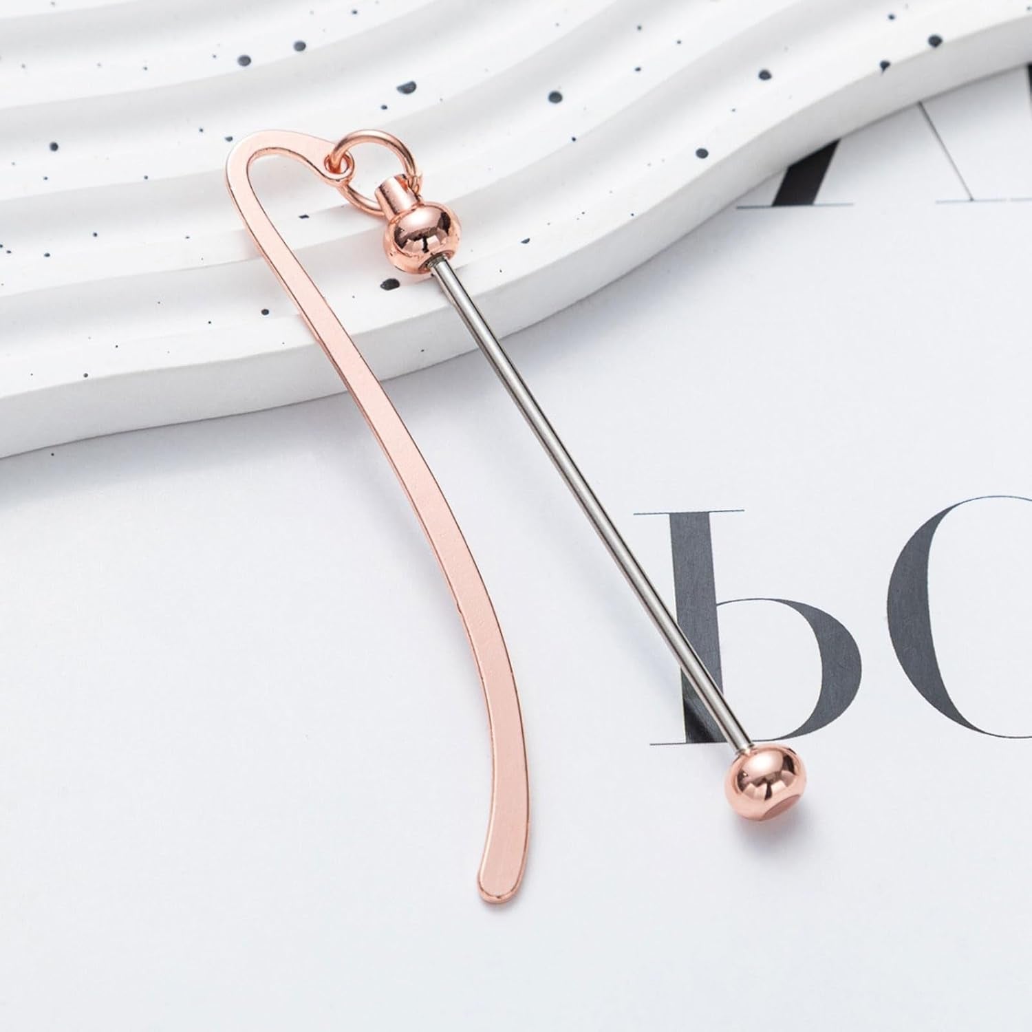 10 Pieces DIY Beadable Bookmarks Bulk, Metal Beadable Bookmarks Pendant Bar, Custom Book Charms Stainless Steel Chains, Craft Beaded Book Lanyards Chains for Students Teachers