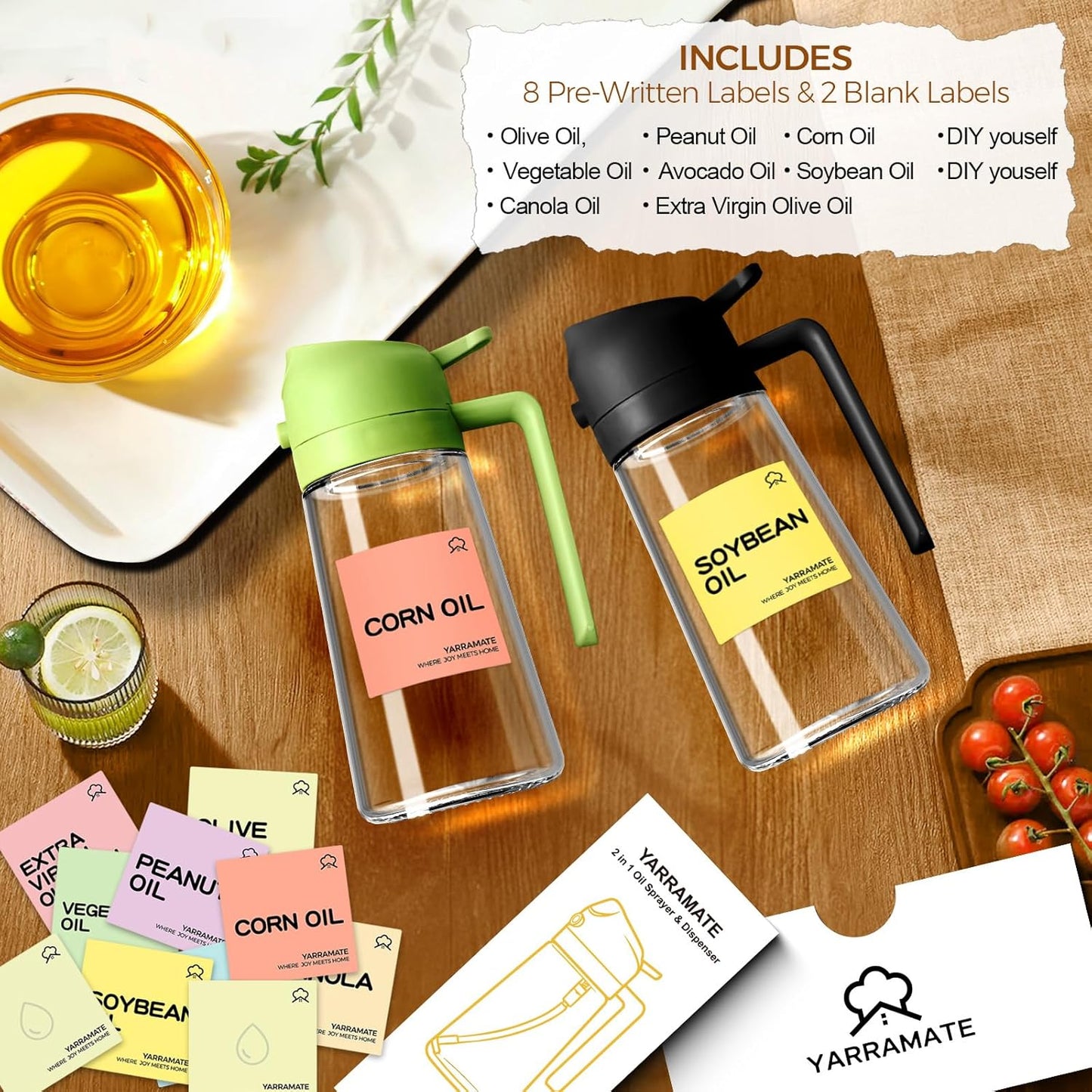 10 Color Labels for Oil Sprayer Bottles