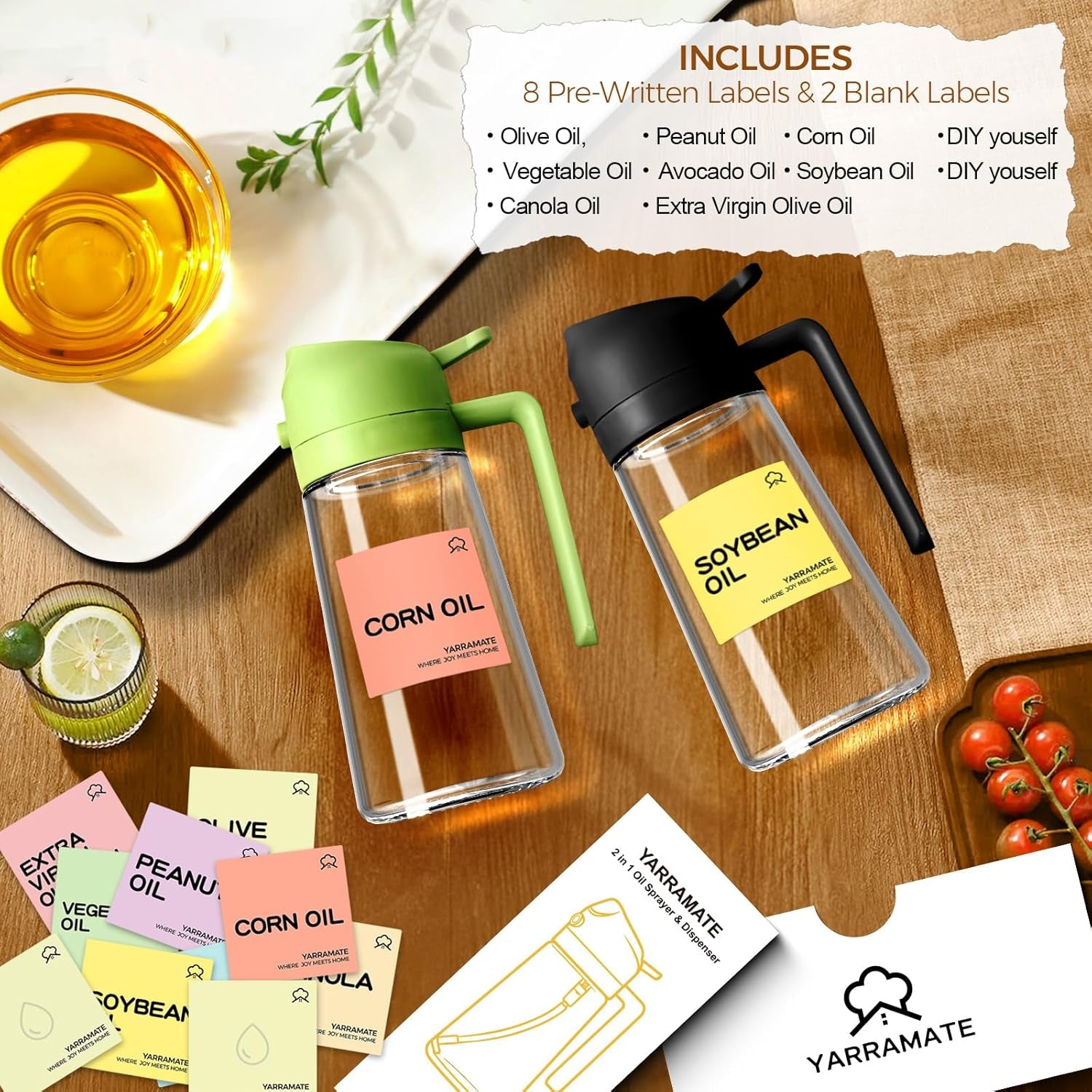 10 Color Labels for Oil Sprayer Bottles