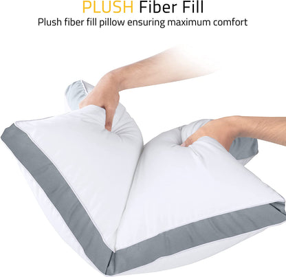 Bed Pillows for Sleeping Queen Size (Grey), Set of 2, Cooling Hotel Quality, Gusseted Pillow for Back, Stomach or Side Sleepers