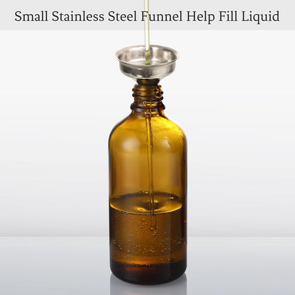 4 Pack, 100Ml Dropper Bottles with 1 Funnel & 4 Labels - Essential Oils Bottles for Health, Personal Care & Beauty - 3.4Oz Thick Dark Amber Glass Tincture Bottle with Eye Droppers, Leakproof