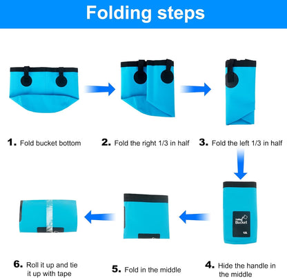 Car Wash Bucket 3.2 Gallon, Collapsible Bucket for Cleaning Supplies Car Wash Fishing, Plumbing Water Container Outdoor Camping Kids Sand Play Toy Organizer, Portable Laundry Wash Basin RV Essentials