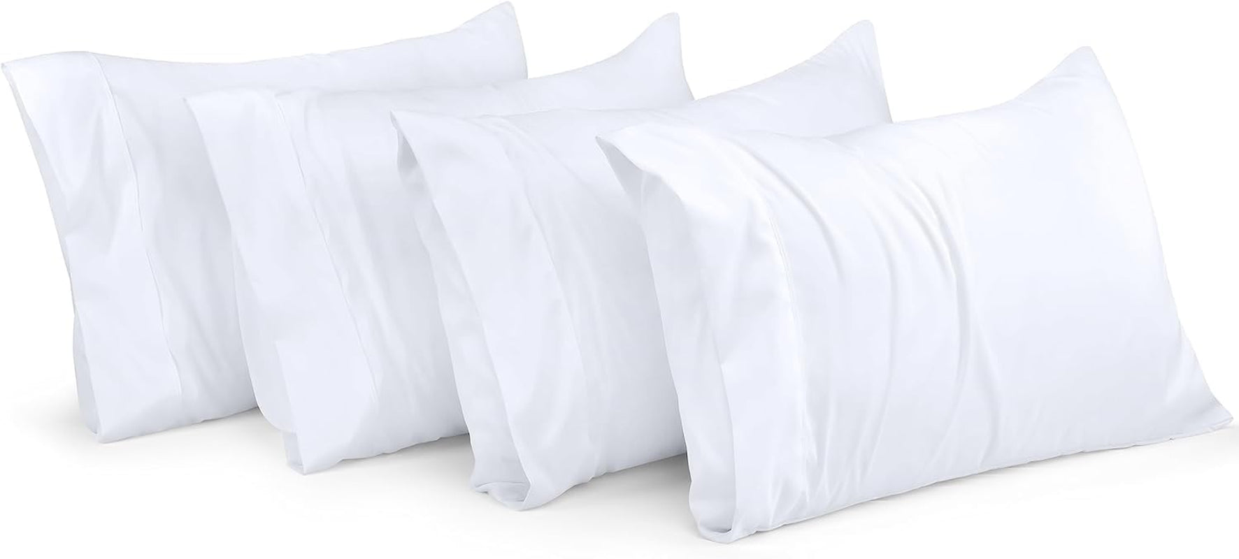 Queen Pillow Cases - 4 Pack - Envelope Closure - Soft Brushed Microfiber Fabric - Shrinkage and Fade Resistant Pillow Covers Queen Size 20 X 30 Inches (Queen, White)