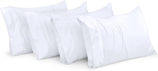 Queen Pillow Cases - 4 Pack - Envelope Closure - Soft Brushed Microfiber Fabric - Shrinkage and Fade Resistant Pillow Covers Queen Size 20 X 30 Inches (Queen, White)
