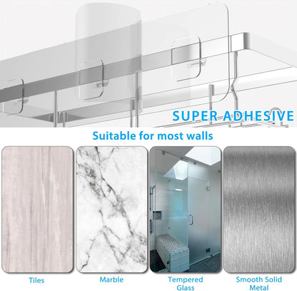 3-Pack Shower Caddy Basket Shelf with Soap Holder, No Drilling Traceless Adhesive Shower Wall Shelves, Rustproof Silver Bathroom Shower Storage Organizer