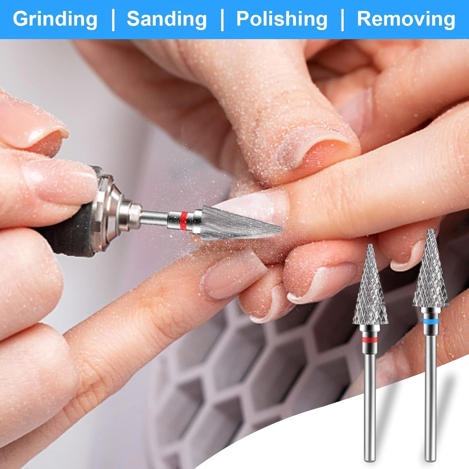2 Pack Nail Drill Bits for Acrylic Nails, 3/32" Shank Drill Bits for Nails Professional Electric Nail Drill Bits for Home Salon/Fine+Medium Nail Bits - Nib
