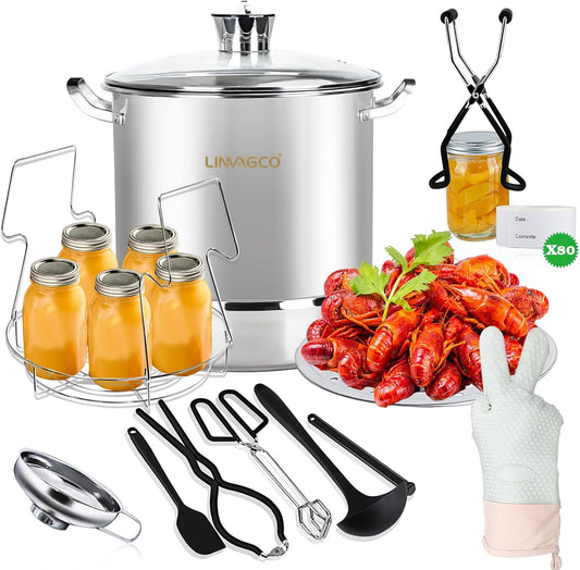 Canning Supplies Starter Kit: Comprehensive Water Bath Canner and Steam Canner Set with Rack and Lid