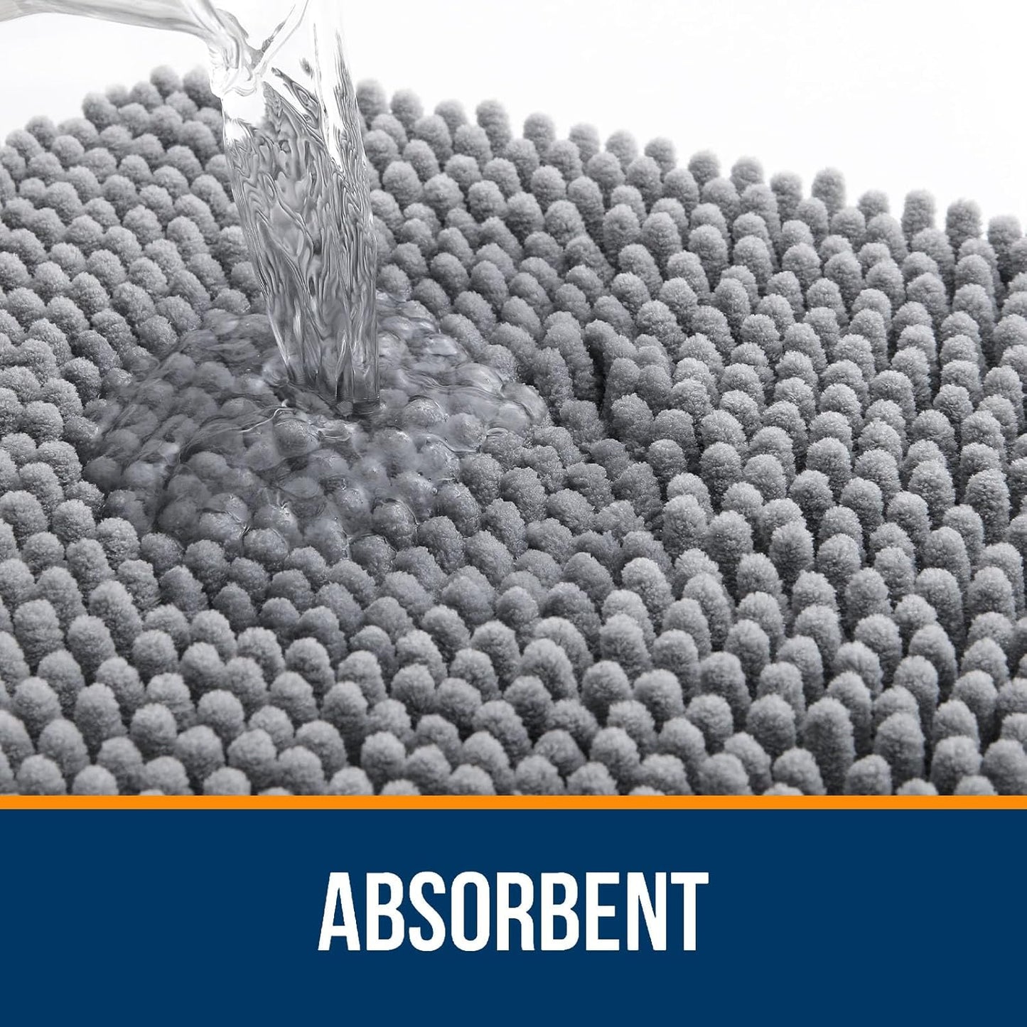 Bathroom Rugs Sets 2 Piece, Soft Absorbent Chenille Bath Mats Area Rug Set, Non-Slip, Quick Dry, Machine Washable Bath Mats for Bathroom, Home Decor Accessories (30"X20"+24"X16", Grey)