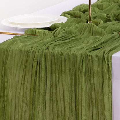 Olive Green Table Runner Spring Easter Cheesecloth Table Runner 170 Inch Cheese Cloth 14FT Boho Rustic Gauze for Wedding Party Baby Shower Decor