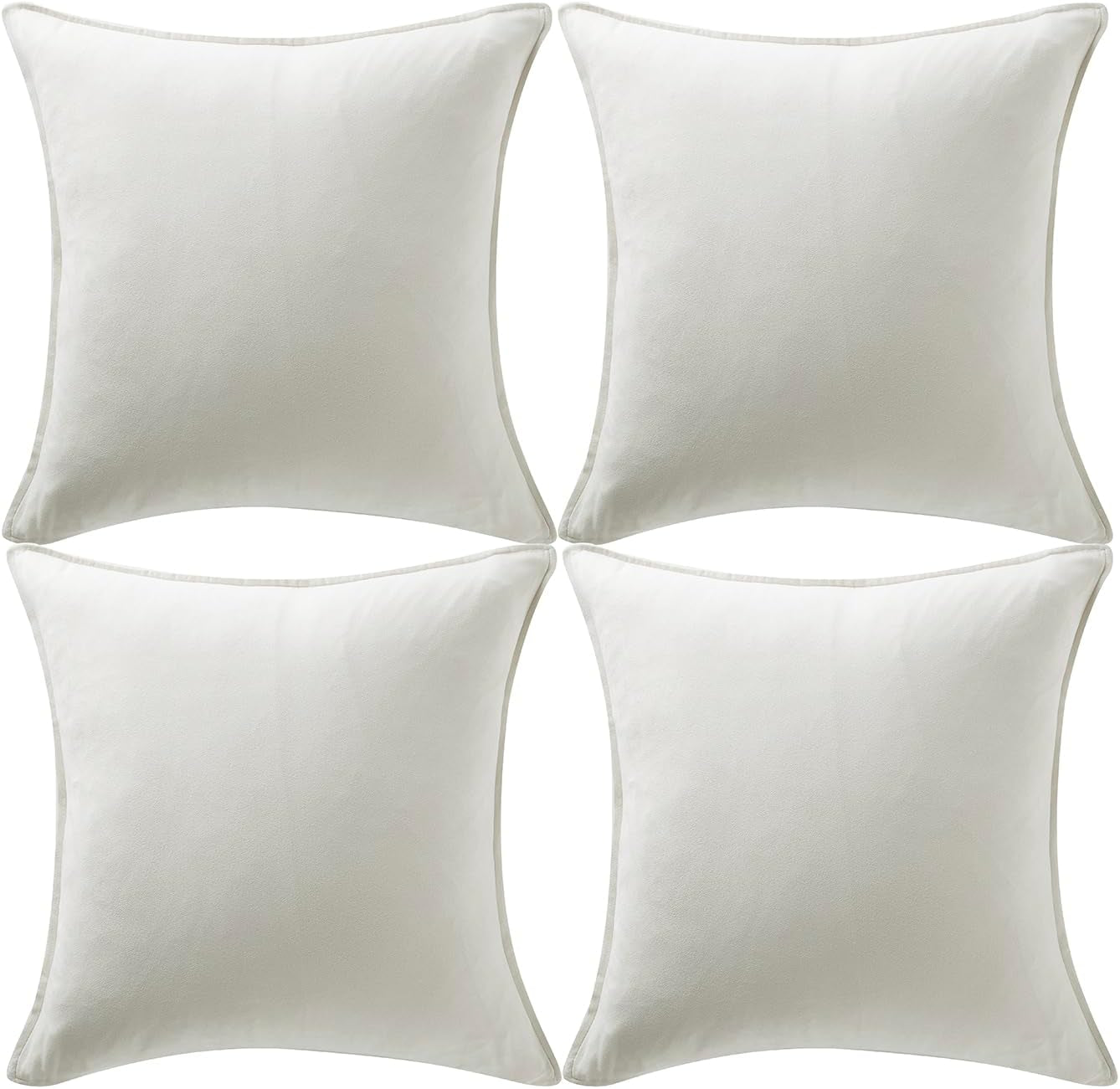 4 Packs Premium Faux Suede Decorative Throw Pillow Covers, Super Soft Square Pillow Case,Solid Cushion Cover for Couch/Sofa/Bedroom (16"X 16",Set of 2, Ivory)