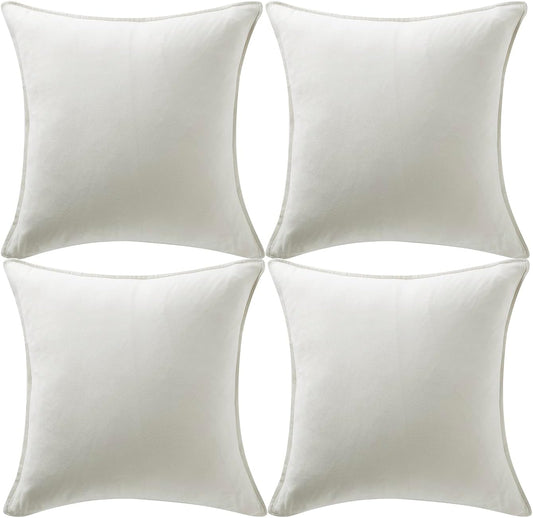 4 Packs Premium Faux Suede Decorative Throw Pillow Covers, Super Soft Square Pillow Case,Solid Cushion Cover for Couch/Sofa/Bedroom (16"X 16",Set of 2, Ivory)
