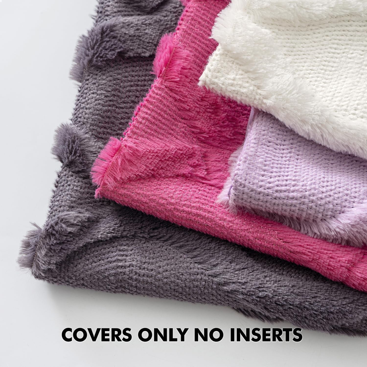 Decorative Throw Pillow Covers Blue Purple 18X18 Inch Set of 2, Soft Plush Faux Wool Couch Cushion Covers Farmhouse Throw Pillows for Couch Bed Sofa Living Room