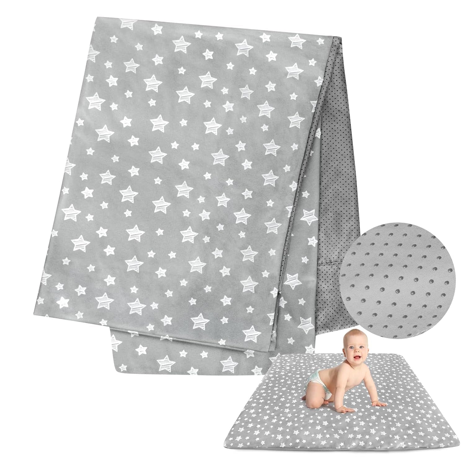 Baby Playpen Mat Cover (Only Cover) Fit for 50" X 50" Baby Playpen Mat, Non Slip Waterproof Playpen Mat Protector 50" X 50"
