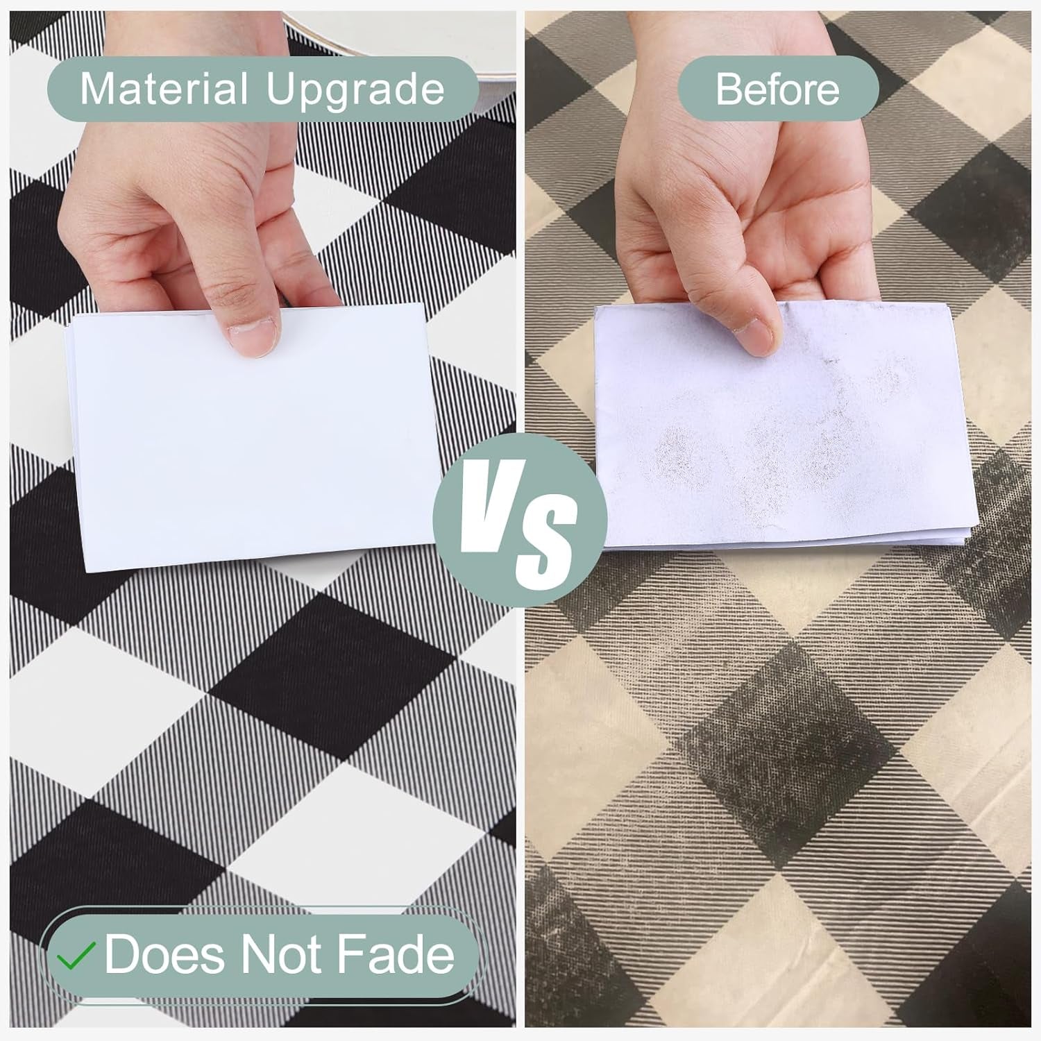 Rectangle Waterproof Vinyl Table Cloth, Buffalo Flannel Backed Tablecloth, Wipeable Plastic Table Cover for Dinner, Kitchen, Outdoor (60" X 84", Black and White)