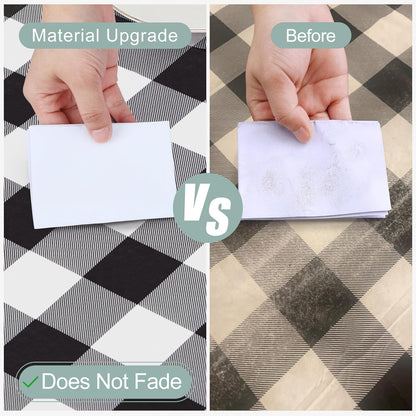 Rectangle Waterproof Vinyl Table Cloth, Buffalo Flannel Backed Tablecloth, Wipeable Plastic Table Cover for Dinner, Kitchen, Outdoor (60" X 84", Black and White)
