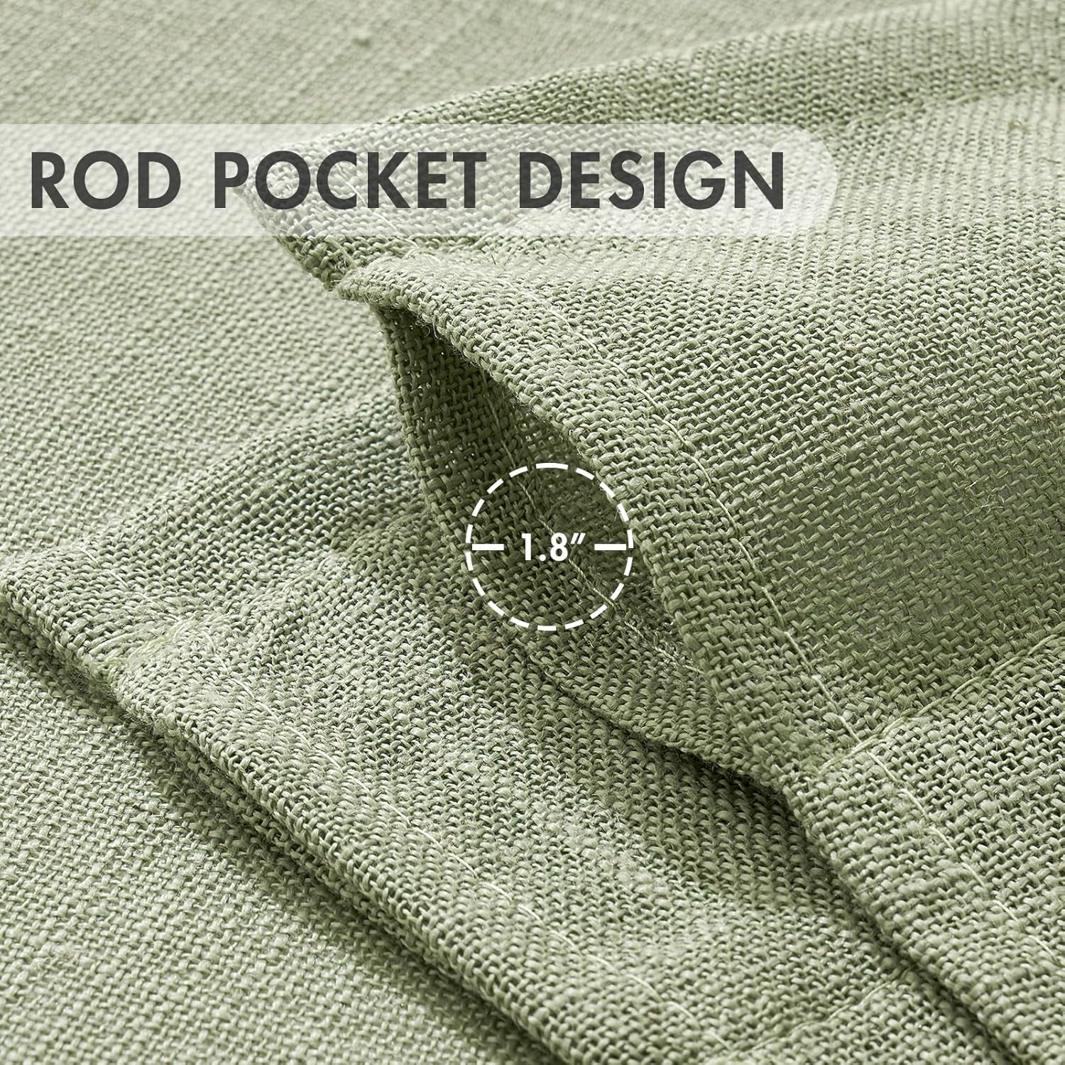 Linen Textured Kitchen Window Curtains over Sink 24 Inch Length Semi Sheer Farmhouse Small Small Curtains for Cafe Bathroom Basement, Short Rod Pocket Tier Curtains 2 Panels W26XL24, Sage Green
