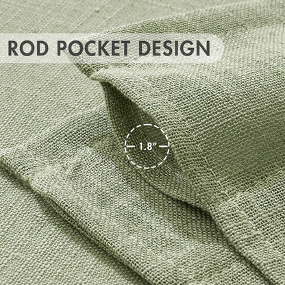 Linen Textured Kitchen Window Curtains over Sink 24 Inch Length Semi Sheer Farmhouse Small Small Curtains for Cafe Bathroom Basement, Short Rod Pocket Tier Curtains 2 Panels W26XL24, Sage Green