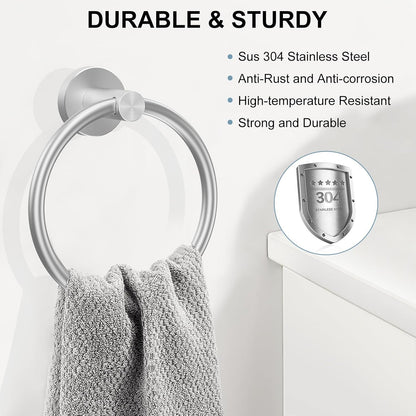 Towel Holder for Bathroom Wall & Toilet Paper Holder Wall Mount Silver Bathroom Toilet Paper Roll Holders 304 Stainless Steel Tissue Holder