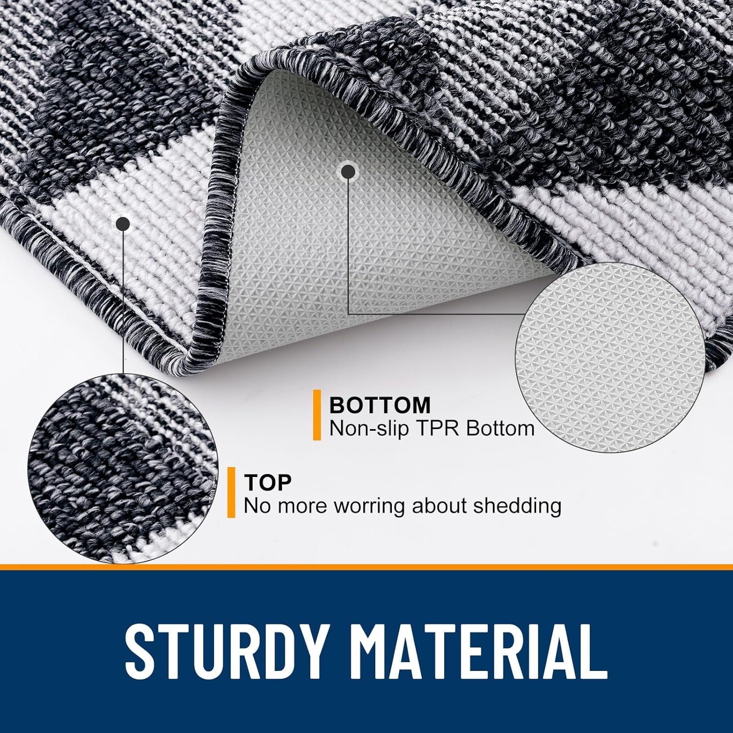 Door Mat Indoor Entrance Washable 32X20, Odor-Free Low-Profile Front Back Geometric Doormat, Absorbent Resist Dirt Entry Carpet, Easy to Clean Sturdy inside Floor Mats for Entryway, Black