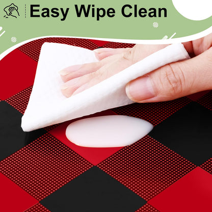 3 Packs Buffalo Disposable Table Cloth, 54 X 108 Inch Waterproof Plastic Tablecloth, Rectangle Black and Red Checkered Table Covers for Picnic, Birthday, Party