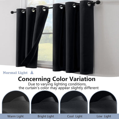 Halloween Black Short Cafe Curtains 36 Inch Length 2 Panels Set, Half Window Grommet Privacy Drape Tiers for Kitchen, Thermal Insulated Curtains Blackout for Bathroom Shades, W40 X L36