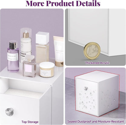 Clean Skin Club Face Towels Holder - Stackable Acrylic Organizer Compatible with Clean Skin Club Towel XL, Bathroom Vanity, Dresser Holder, Dustproof Multipurpose for Makeup, Skincare, White