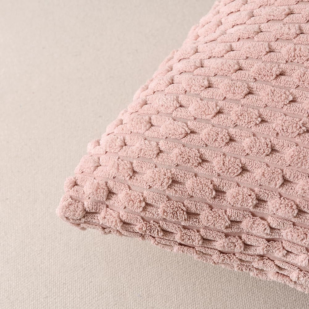 Set of 2 Pink Lumbar Decorative Throw Pillow Covers 12X20 Inch for Couch Living Room Bed Sofa, Modern Farmhouse Boho Home Decor, Soft Plush Corduroy Rectangle Cushion Case 30X50 Cm
