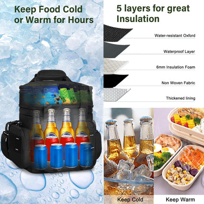 Expandable Tactical Lunch Box, Large Insulated Lunch Cooler Bag Heavy Duty Leakproof Lunch Pail for Men Adults Work Office Outdoor Picnic Trips,16L,Black