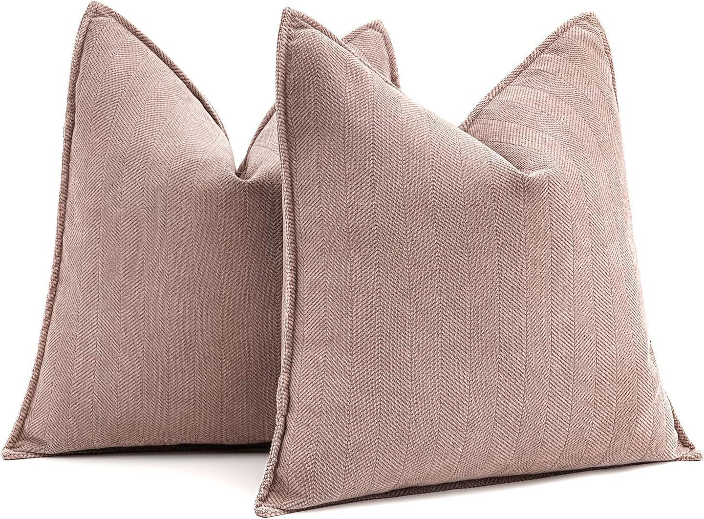 Pack of 2 Blush Pink Decorative Pillow Covers 18X18 Inch Soft Chenille Luxurious Couch Throw Pillows Farmhouse Cushion Covers with Elegant Design for Sofa Bedroom Living Room Home Decor