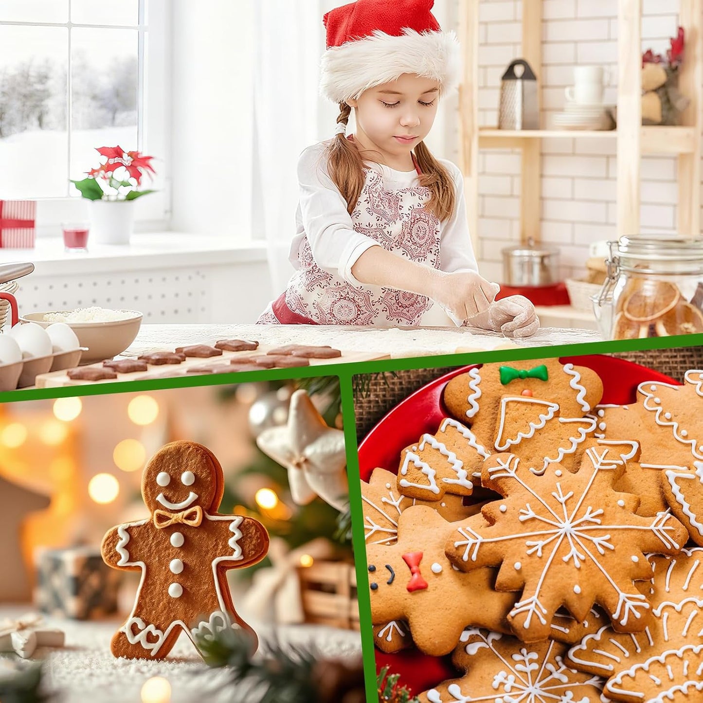 Christmas Cookie Cutters Set 6 Pieces,Stainless Steel Metal Cutter with Christmas Tree, Gingerbread Man, Snowman, Snowflake, Candy Cane, Santa Face Shapes for Holiday