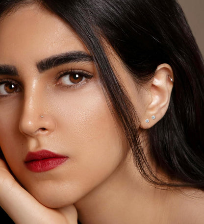 3Mm Gold CZ Tiny Stud Cartilage Flatback Earrings, Plated Flat Back Cubic Zirconia Earrings for Helix Cartilage Tragus Earlobe Piercing Jewelry Gift for Women Men (Golden, 3Mm)