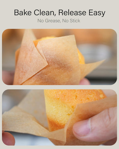 Non-Stick 400Pcs Mini Cupcake Liners and 200Pcs Natural Mini Tulip Cupcake Liners