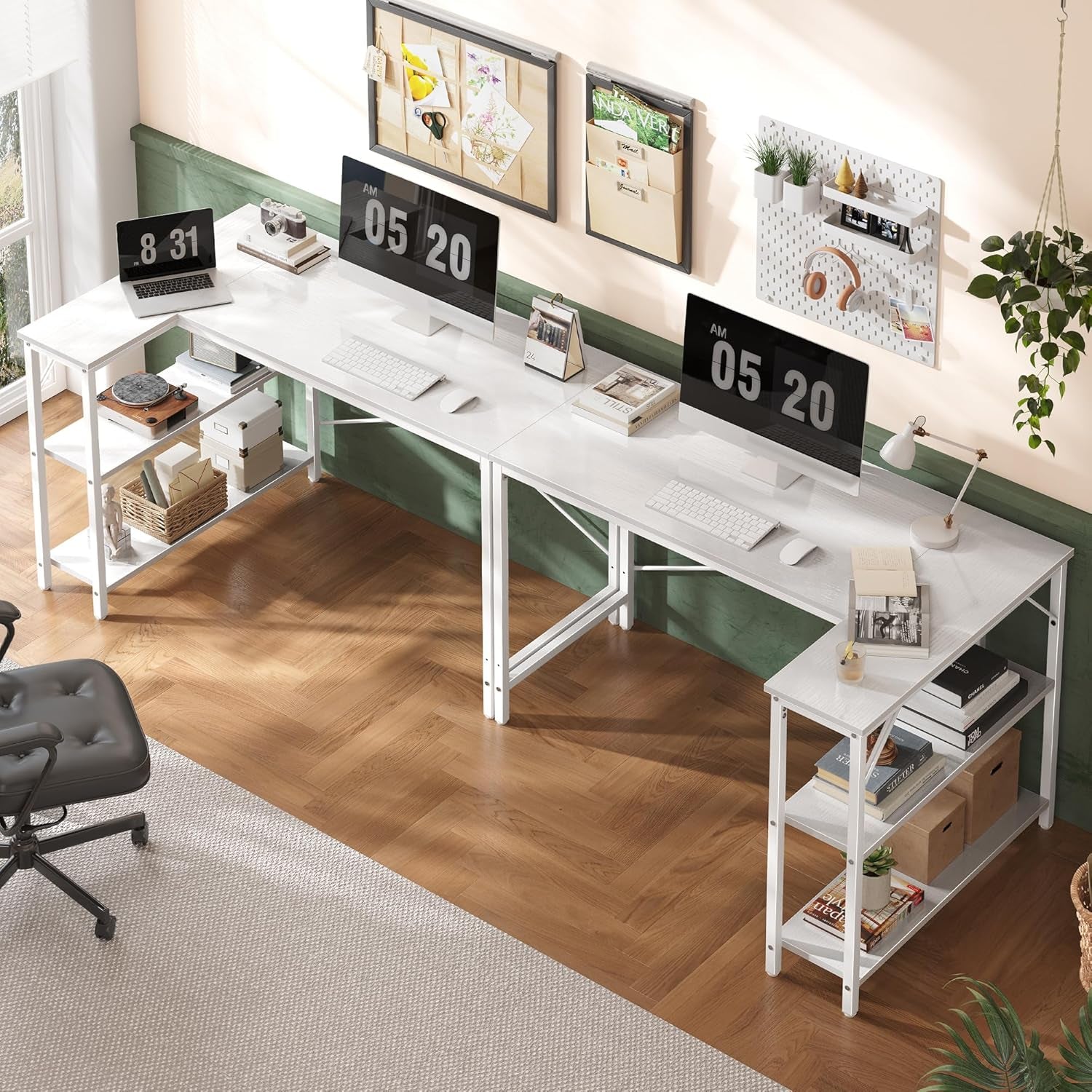 L-Shaped Reversible Corner Gaming Desk - 47" with Metal Frame and White Finish