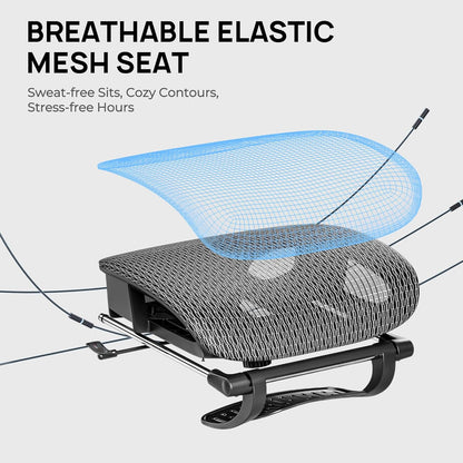 Ergonomic Mesh Office Chair with Footrest and Lumbar Support, Adjustable Gaming Chair with Multi-Tilt Backrest, Headrest, and 3D Armrests, Durable Steel Base, Grey and Black