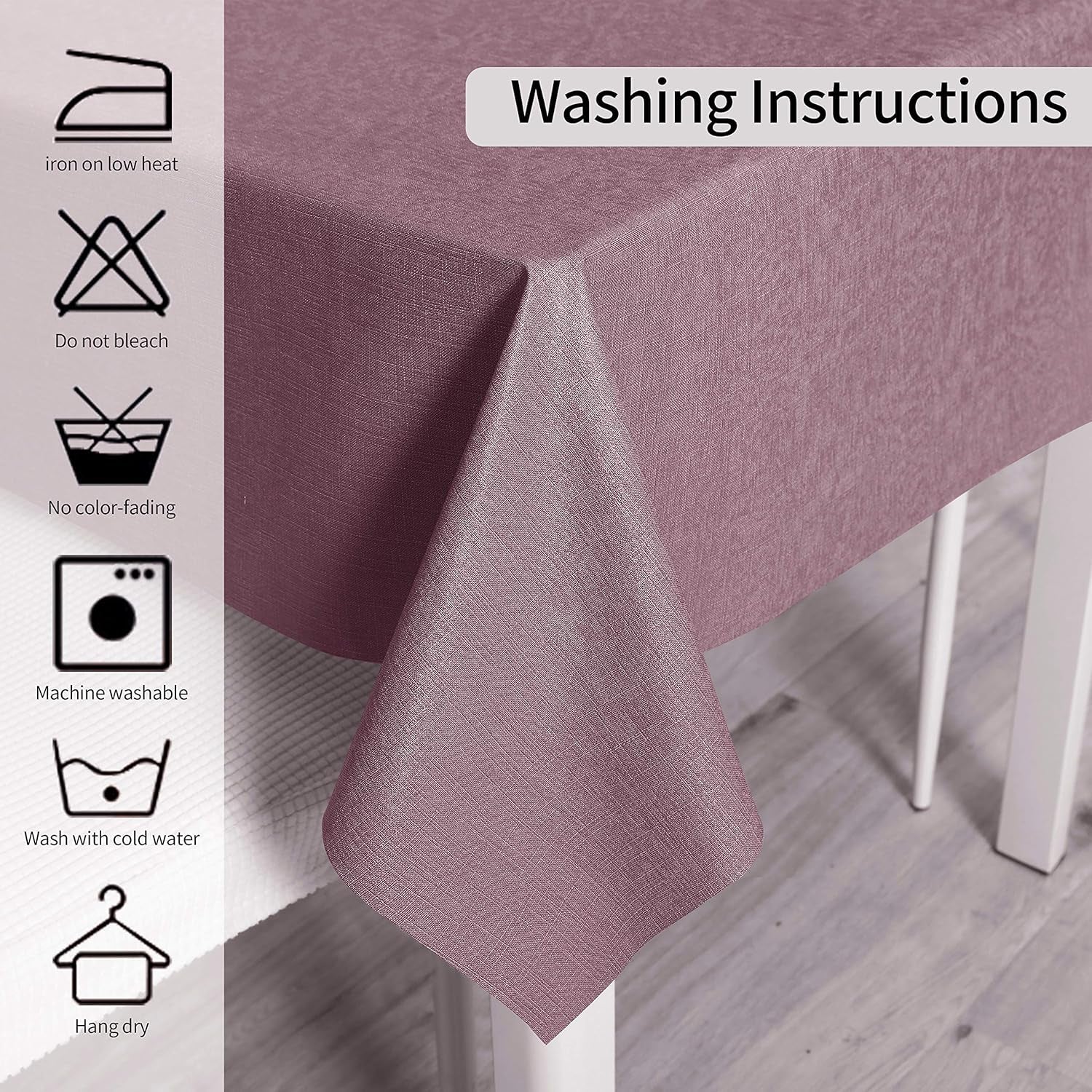 Vinyl Tablecloth for Picnic Camping Outdoor, 100% Waterproof Oil-Proof Spill-Proof PVC Table Cloth, Wipeable Thick Square Tablecloth Cover (54 X 54 Inch, Sea Pink)