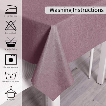 Vinyl Tablecloth for Picnic Camping Outdoor, 100% Waterproof Oil-Proof Spill-Proof PVC Table Cloth, Wipeable Thick Square Tablecloth Cover (54 X 54 Inch, Sea Pink)