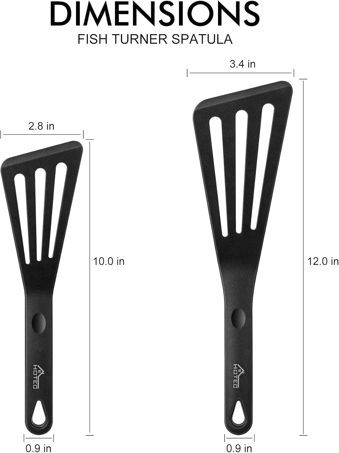 Heat Resistant Silicone Slotted Fish Turner Spatula Set, Flipper Cooking Spatulas, for Non Stick Cookware Dishwasher Safe, Black