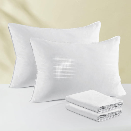 ® Goose Feather down Pillows, Bed Pillows for Sleeping with 2 Outer Protectors, Hotel Standard/Queen Pillows Set of 2 (Pack of 2)