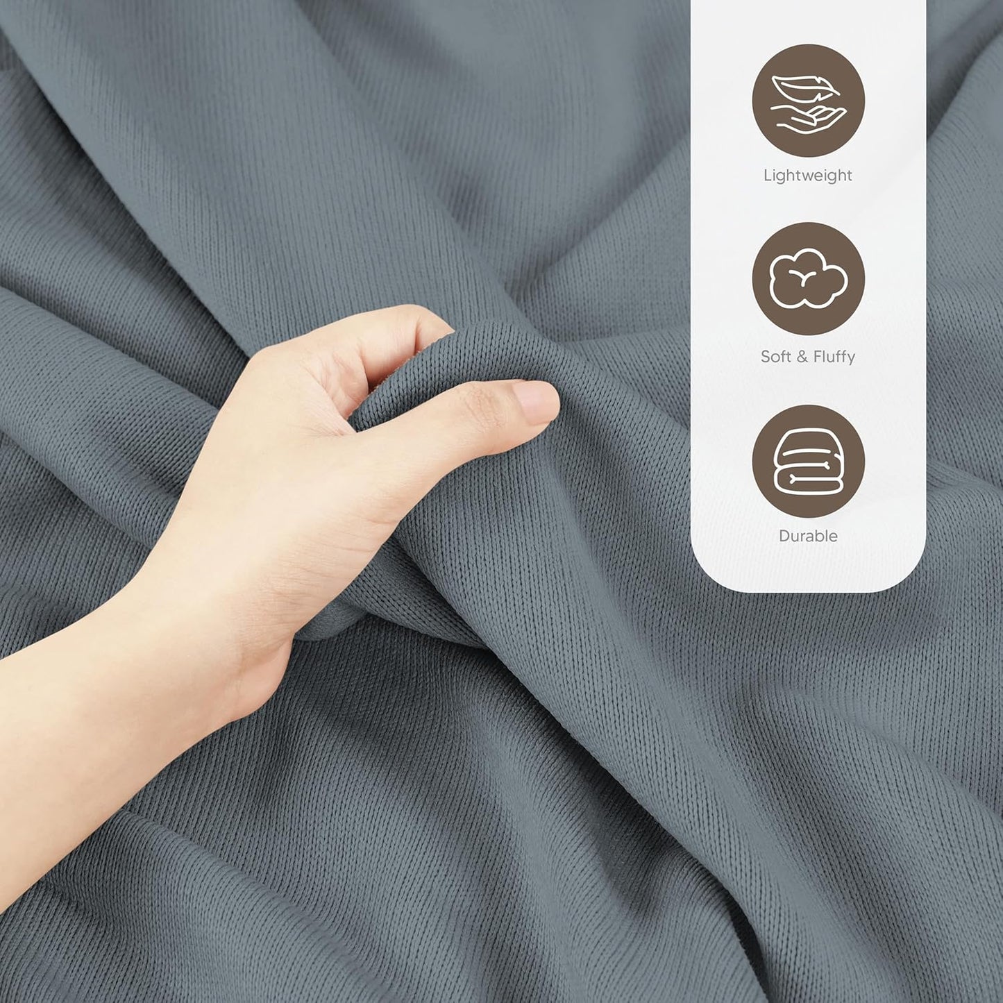 Knit Blanket Queen Size (90X90 Inches, Grey) Soft Lightweight Jersey Breathable Sweatshirt Blanket for Bed,Couch & Sofa